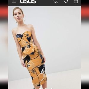 Lavish Alice asos strapless floral artsy dress size 4